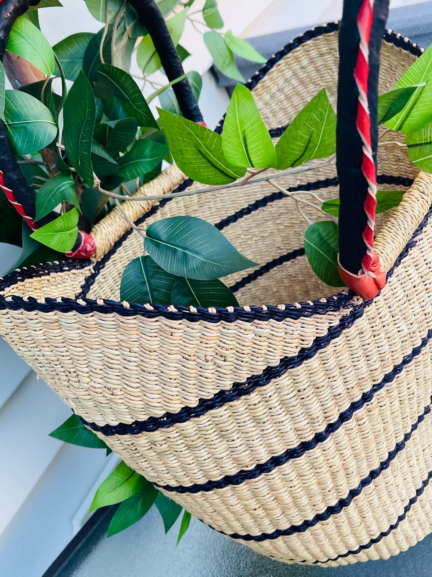 African Bolga U-Shopper Basket