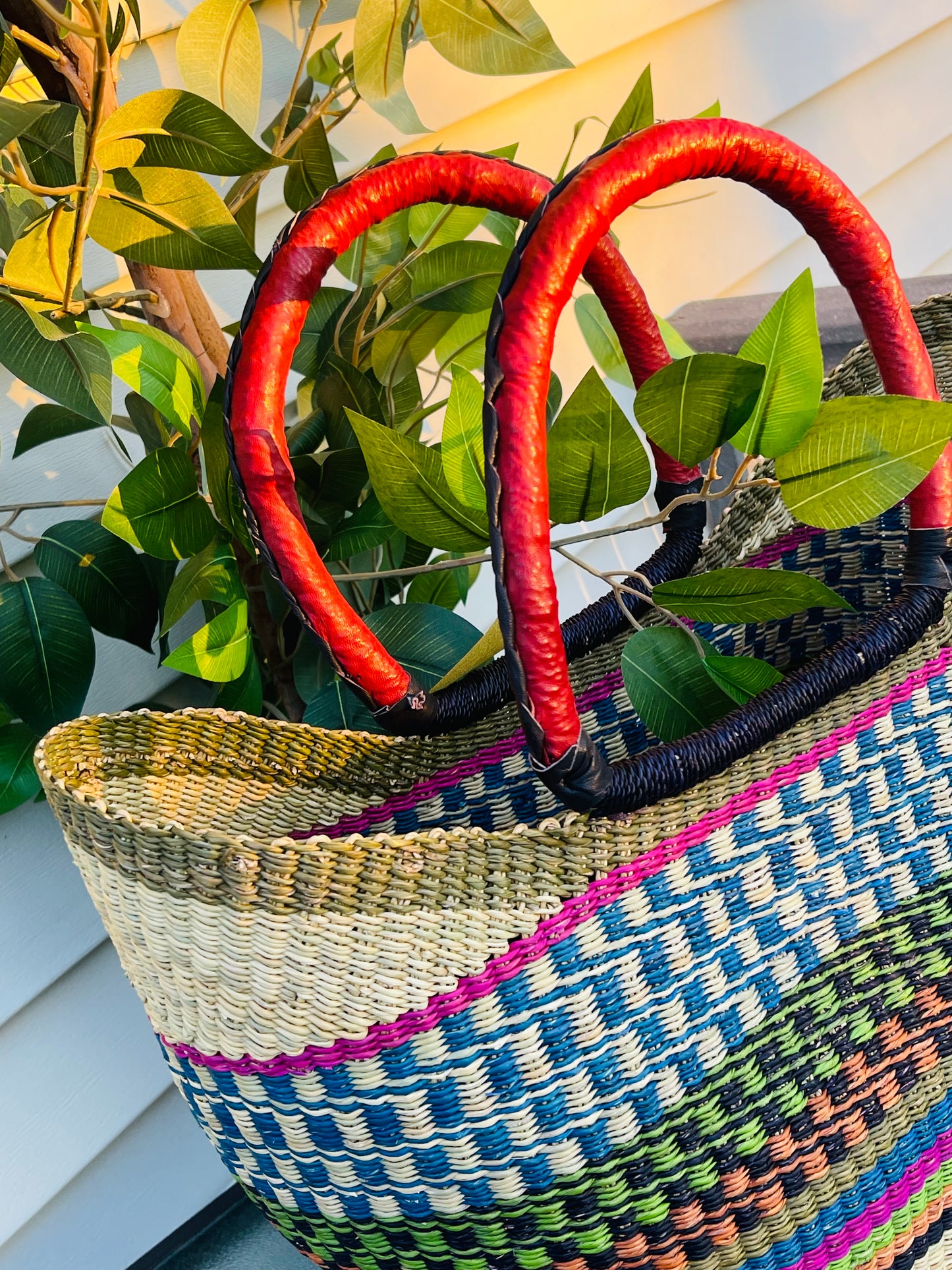 African Bolga U-Shopper Basket