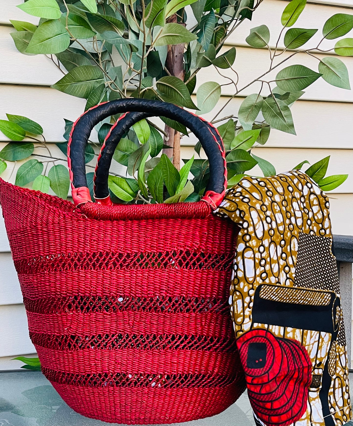 African Bolga U-Shopper Basket