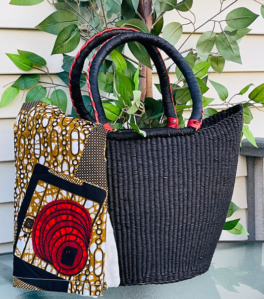 African Bolga U-Shopper Basket