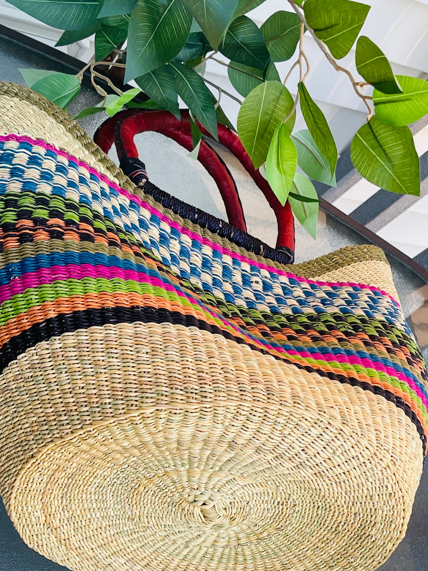 African Bolga U-Shopper Basket