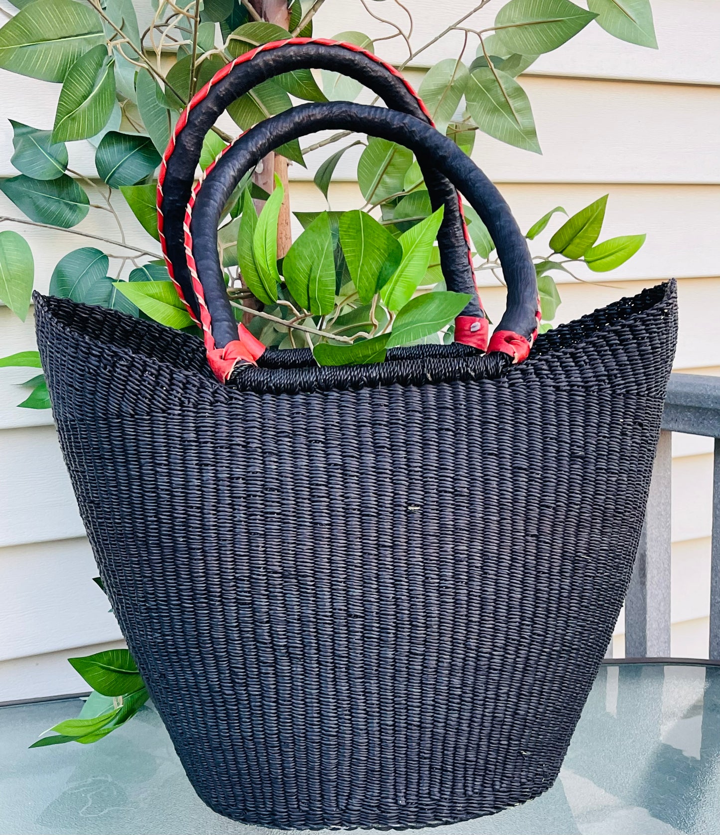 African Bolga U-Shopper Basket