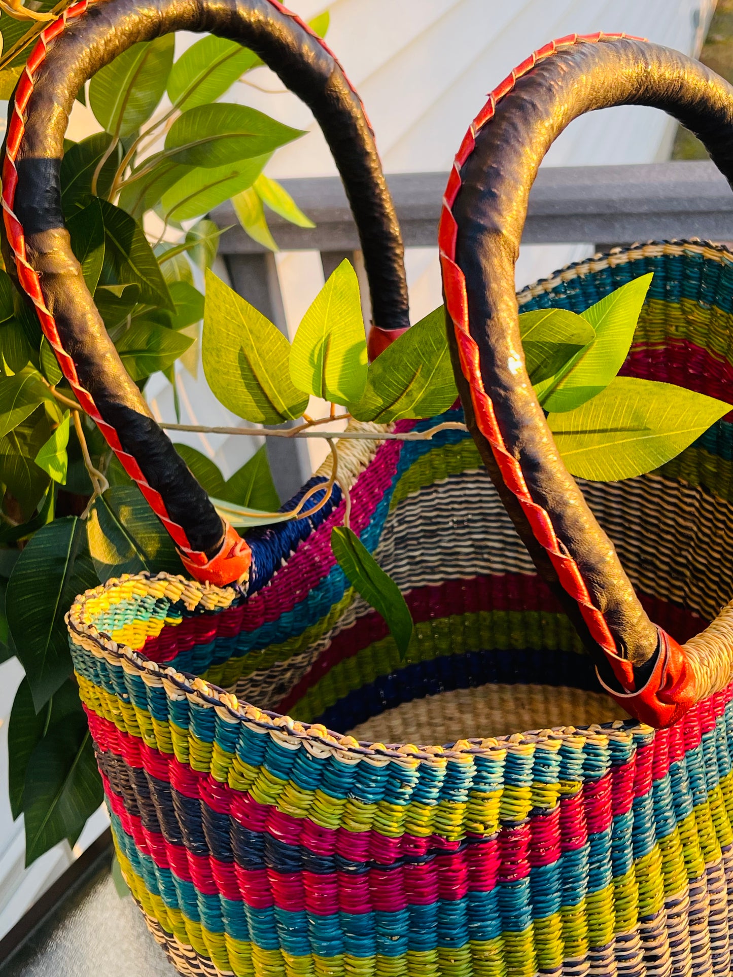 African Bolga U-Shopper Basket