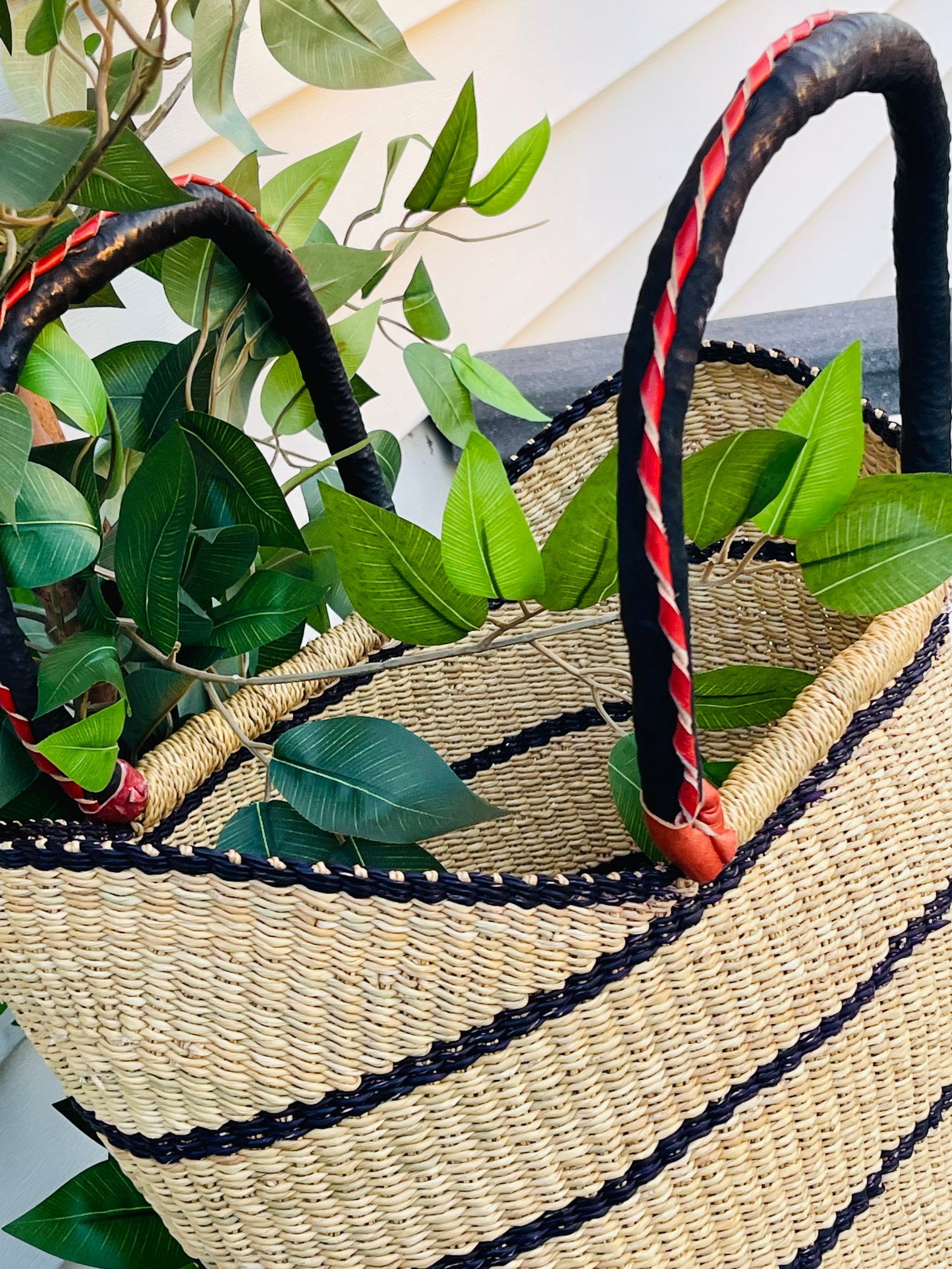 African Bolga U-Shopper Basket