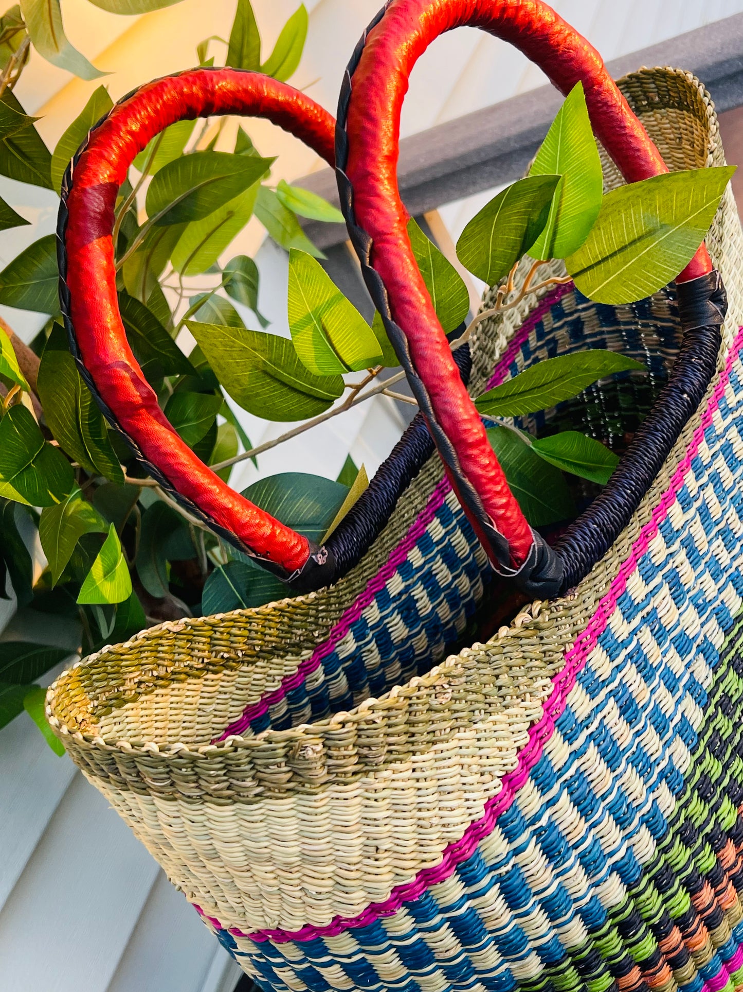 African Bolga U-Shopper Basket