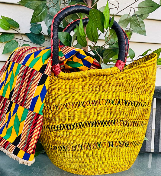 African Bolga U-Shopper Basket