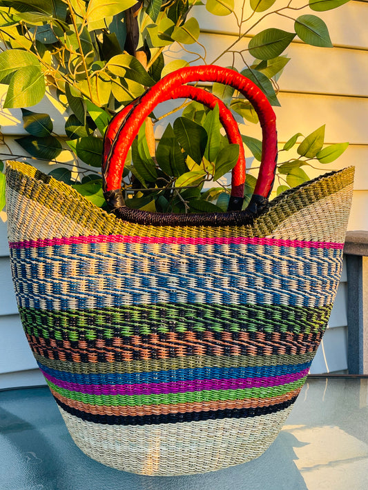 African Bolga U-Shopper Basket