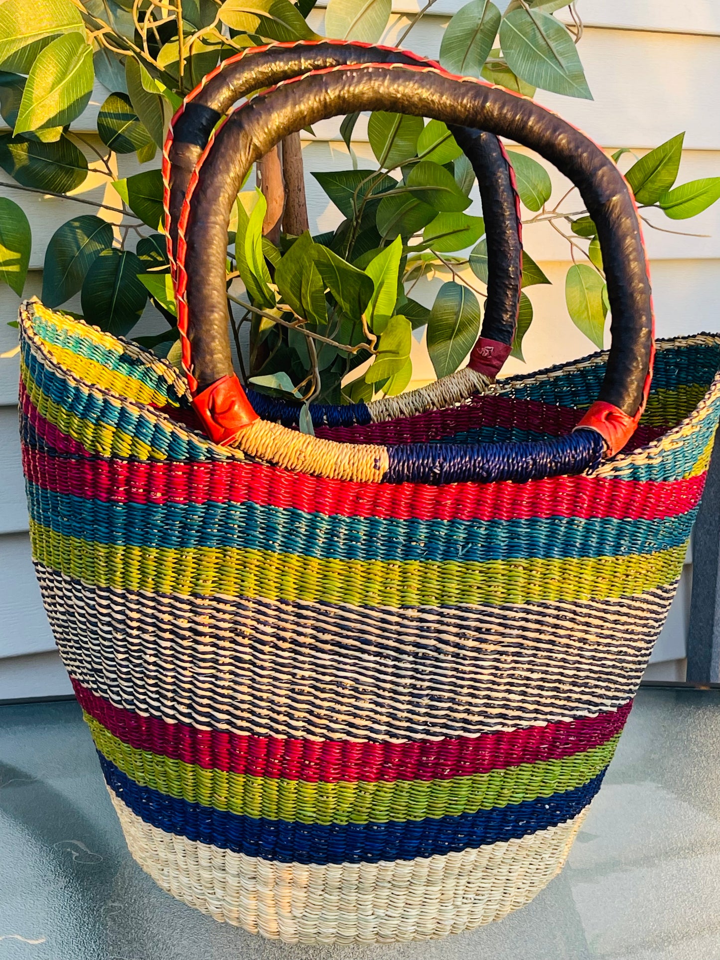 African Bolga U-Shopper Basket