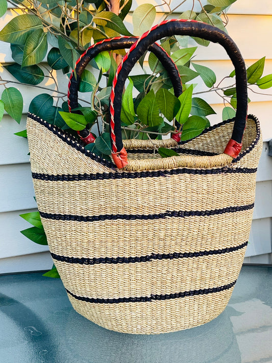 African Bolga U-Shopper Basket
