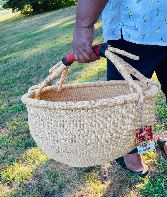 Large Round Bolga Basket Natural