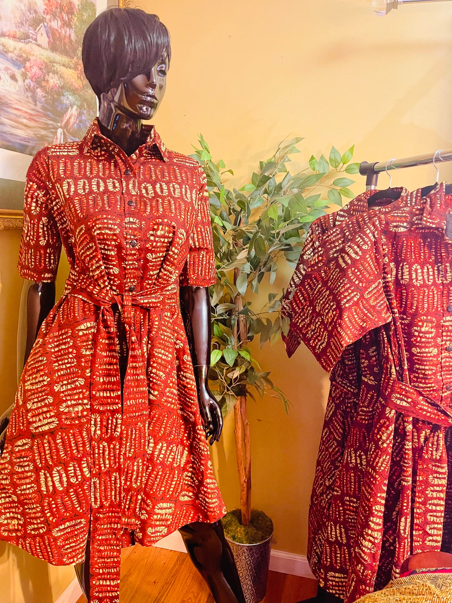 Caria Bottom-Down African Shirt dress