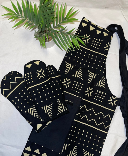 Ankara Apron And Mitten Set