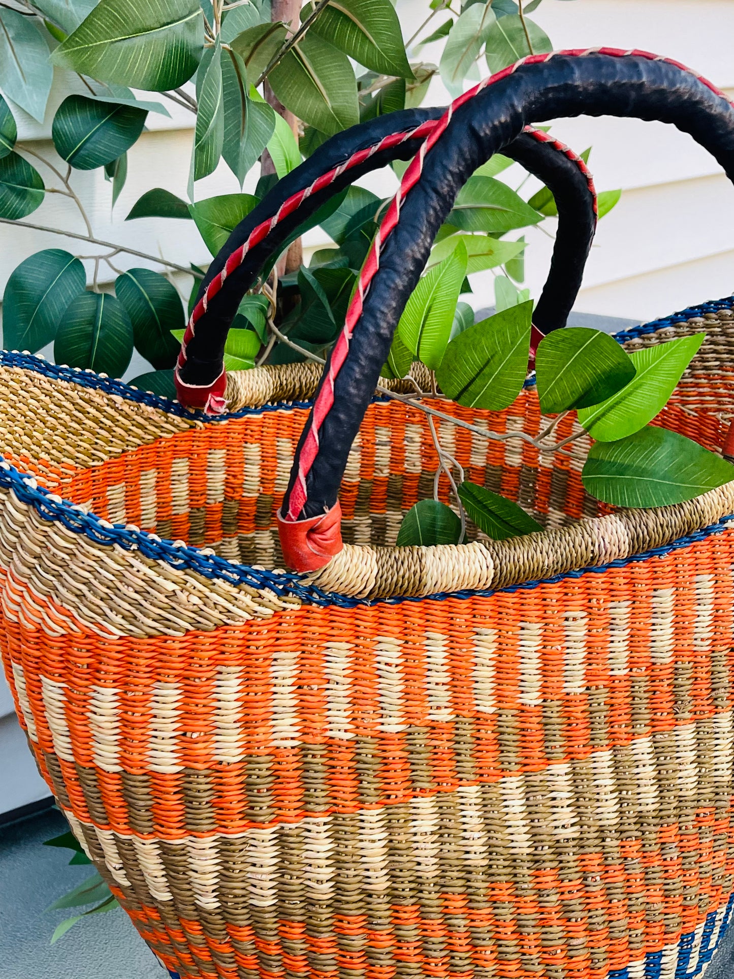 African Bolga U-Shopper Basket