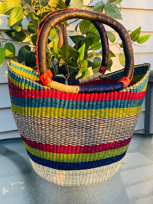 African Bolga U-Shopper Basket