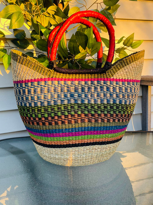 African Bolga U-Shopper Basket