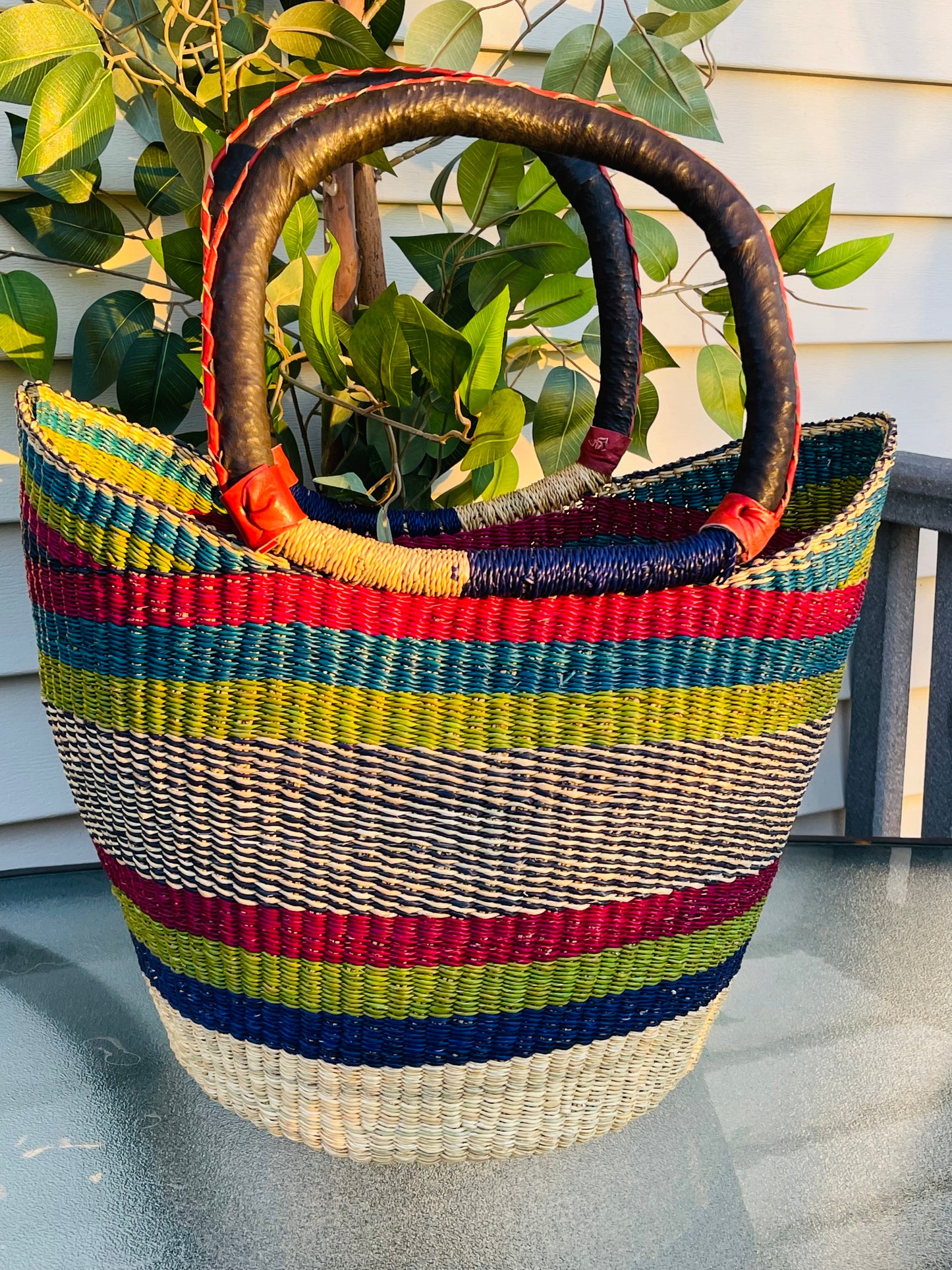 African Bolga U-Shopper Basket