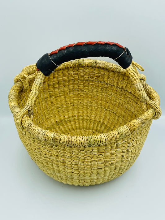 Small African Basket/Bolga Round Basket/Ghana Basket/Yellow