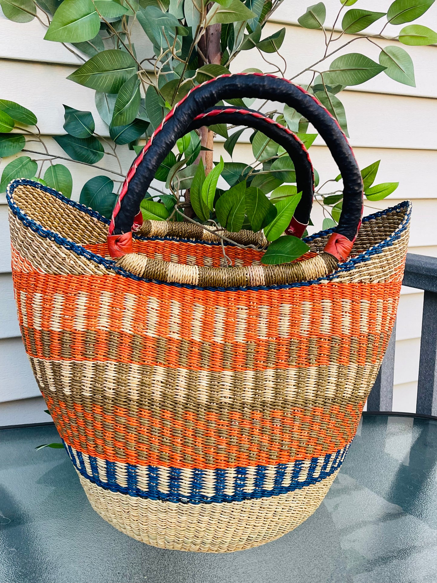 African Bolga U-Shopper Basket